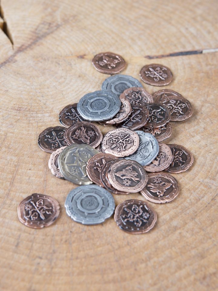LARP-Münzen Ork mit Lederbeutel