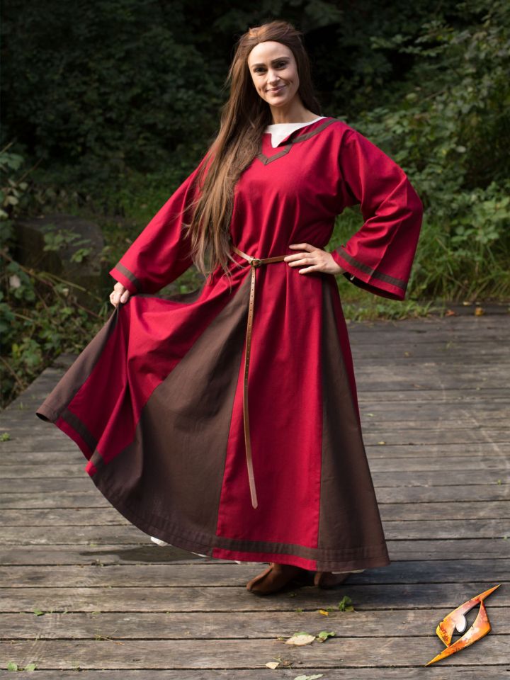 Kleid Astrid rot-braun