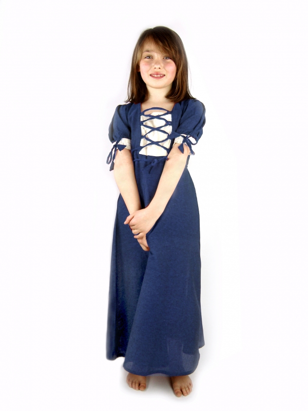 Leichtes Kinderkleid blau XXS (134/140)