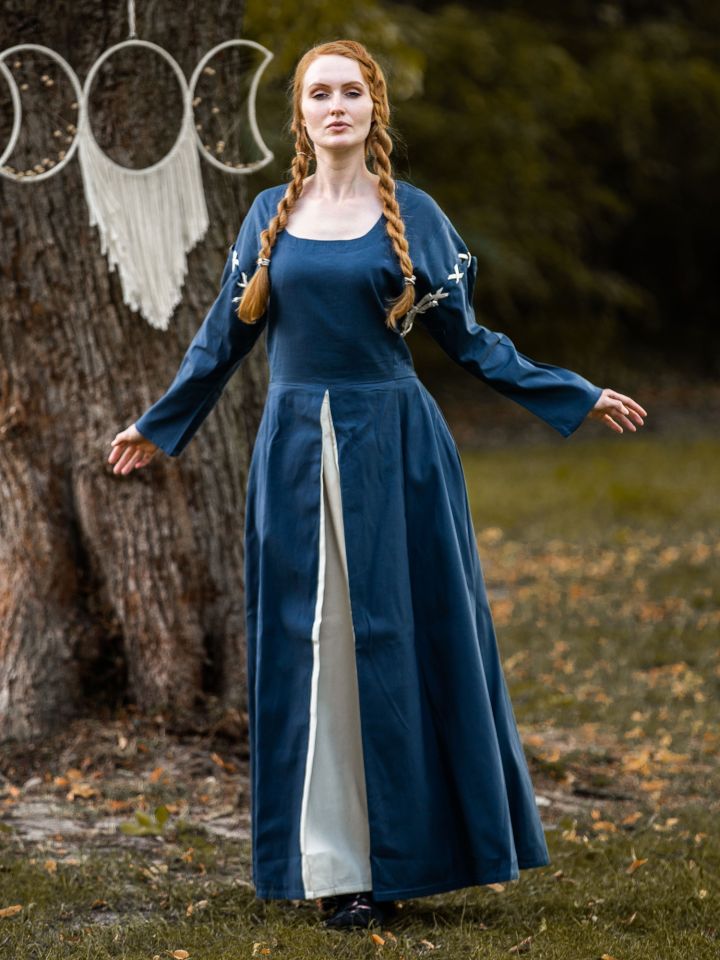 Mittelalterkleid Larina blau-natur S