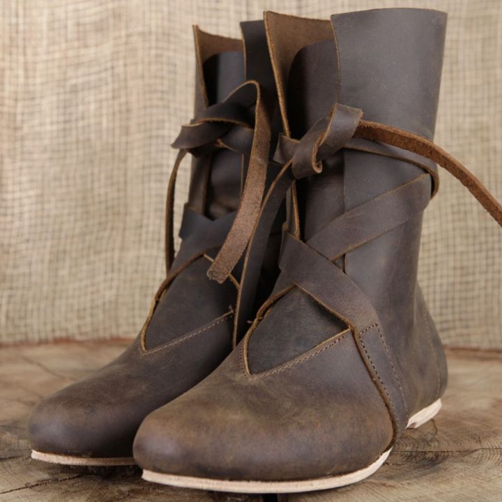 Wikingerstiefel mit Ledersohle braun
