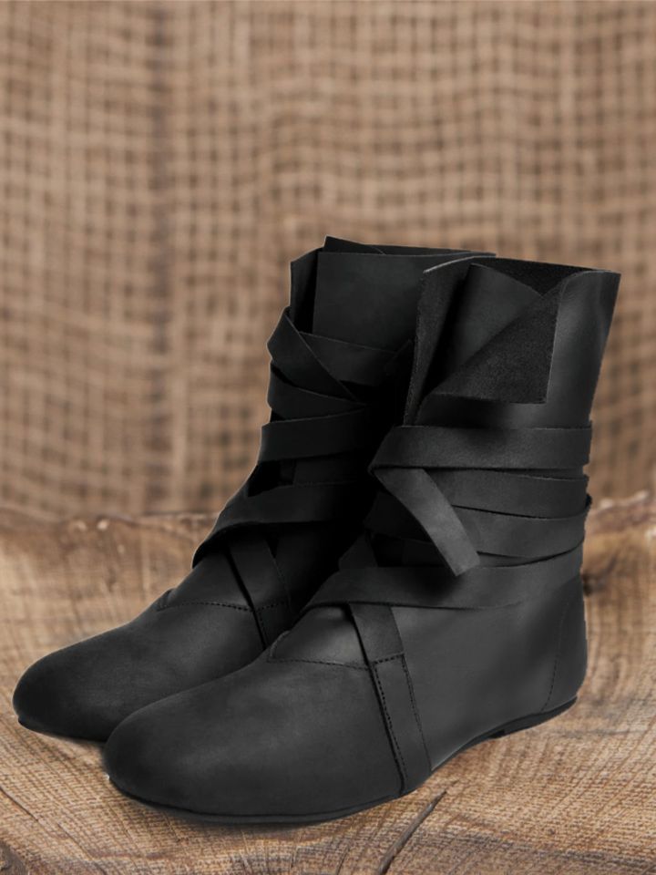 Wikingerstiefel mit Gummisohle schwarz