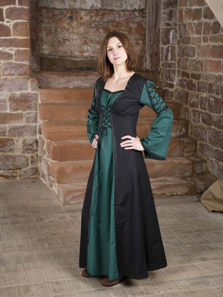 Mittelalterkleid Martha, schwarz-grün