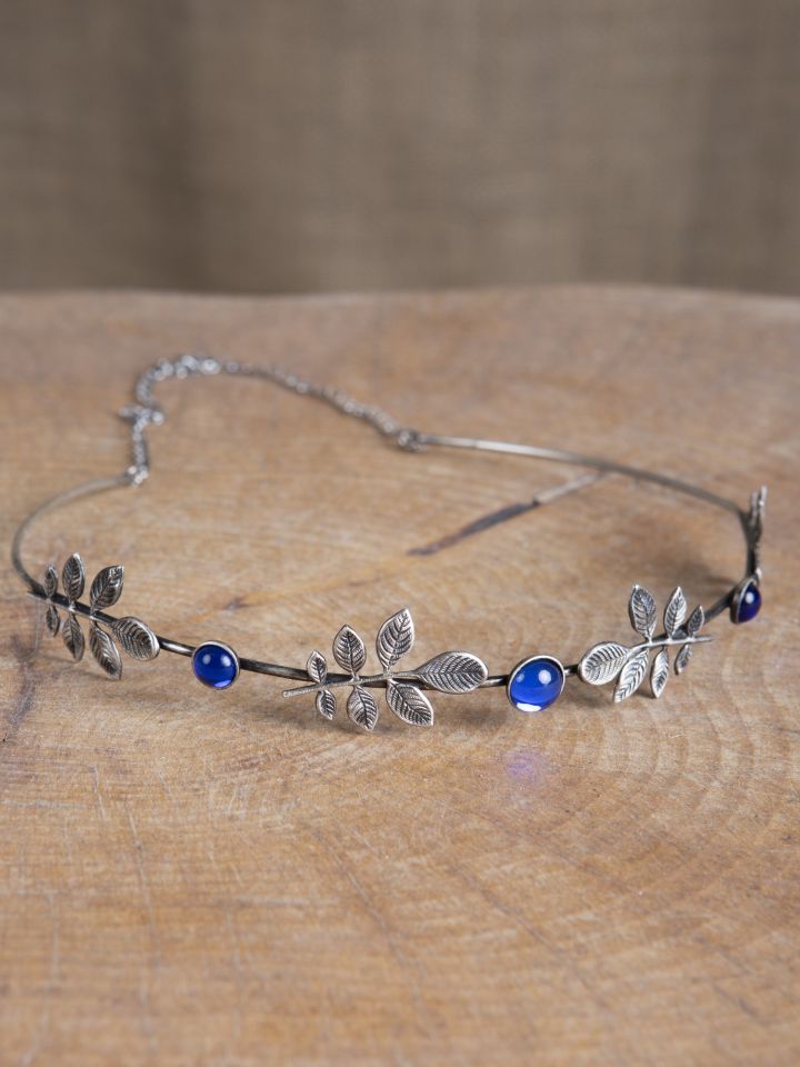 Diadem mit Zweigen und blauen Schmucksteinen