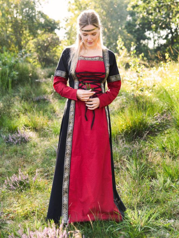 Mittelalterkleid Eleanor rot-schwarz XL