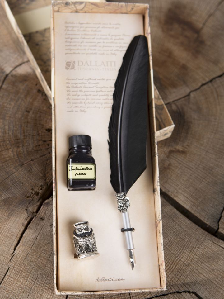 Kalligraphieset "Eule" mit schwarzer Feder