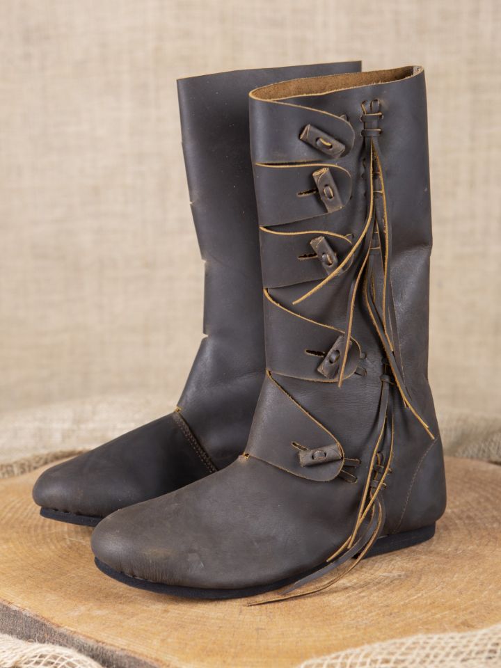 Hohe Wikingerstiefel aus Nubukleder braun 47