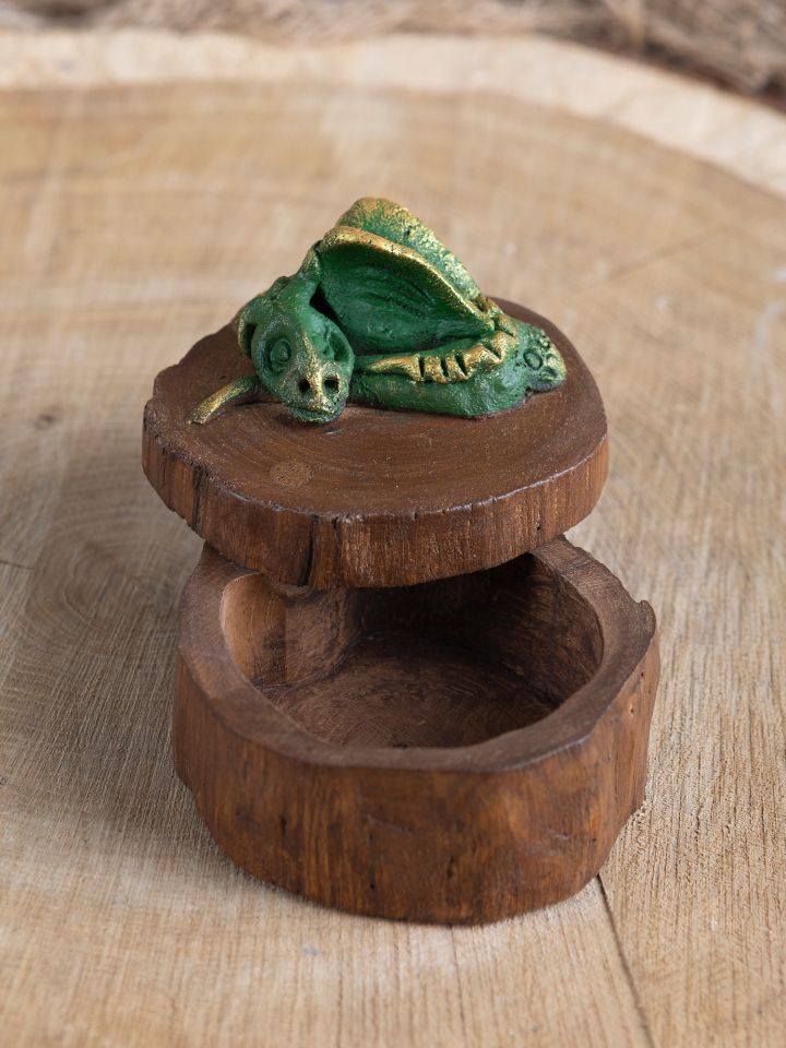 Minidose aus Holz Drache