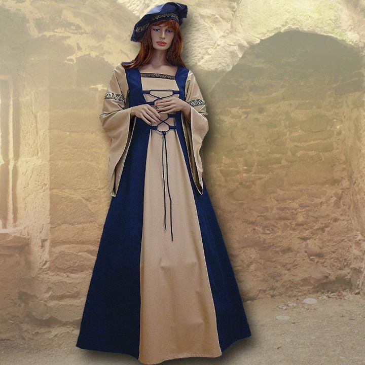 Kleid Sylvia petrolblau-beige