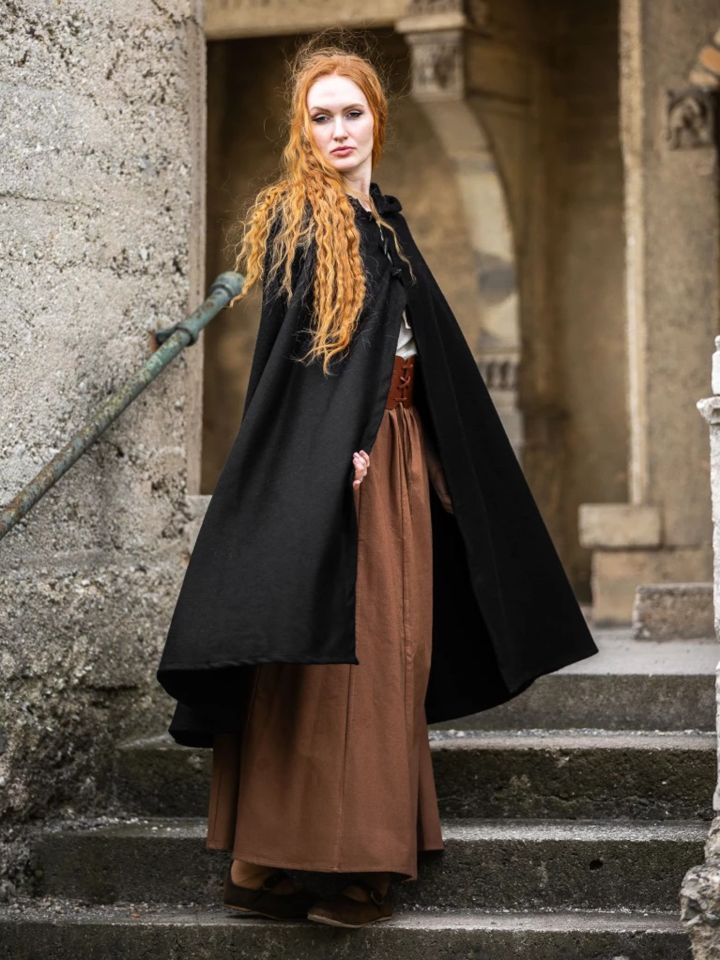 Cape mit langen Knöpfen schwarz