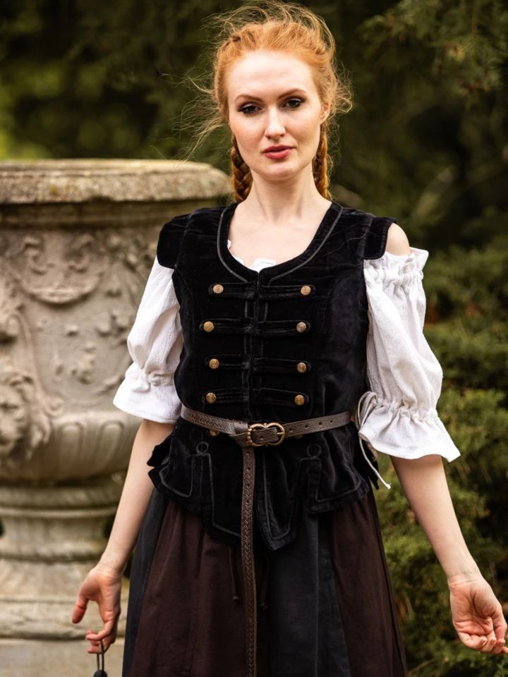 Miederweste mit Metallknöpfen schwarz