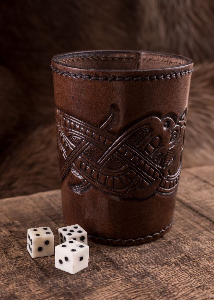 Würfelbecher mit Drachenmotiv