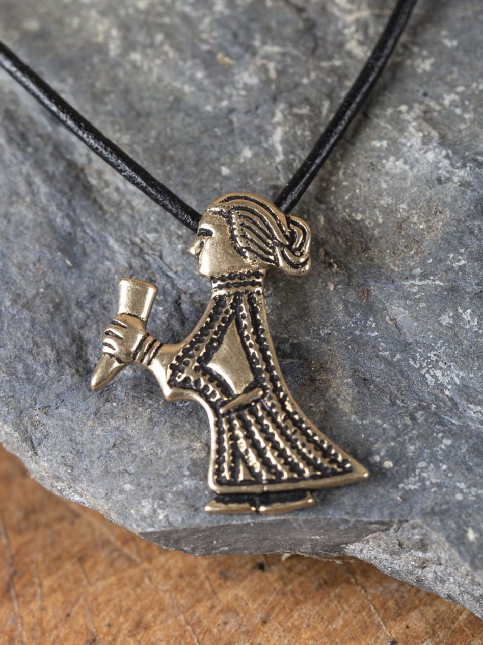 Mittelalter Kette mit Lederband Kelten Anhänger Amulett "Triskele" Spirale 