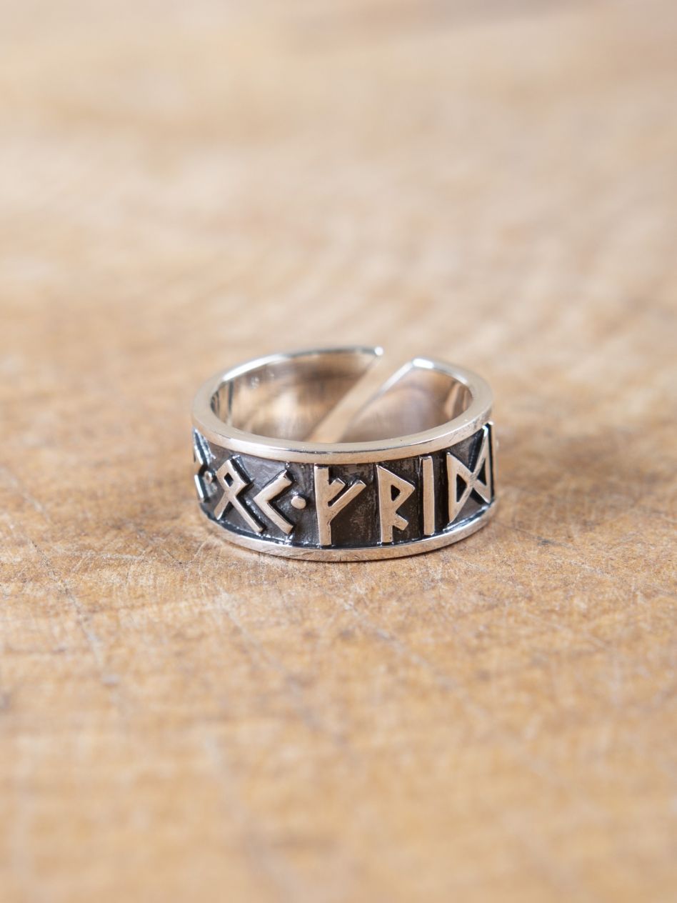 sehr massiver Runen Ring Silber 60-70  Mittelalter Wikinger Germanen Runenring 