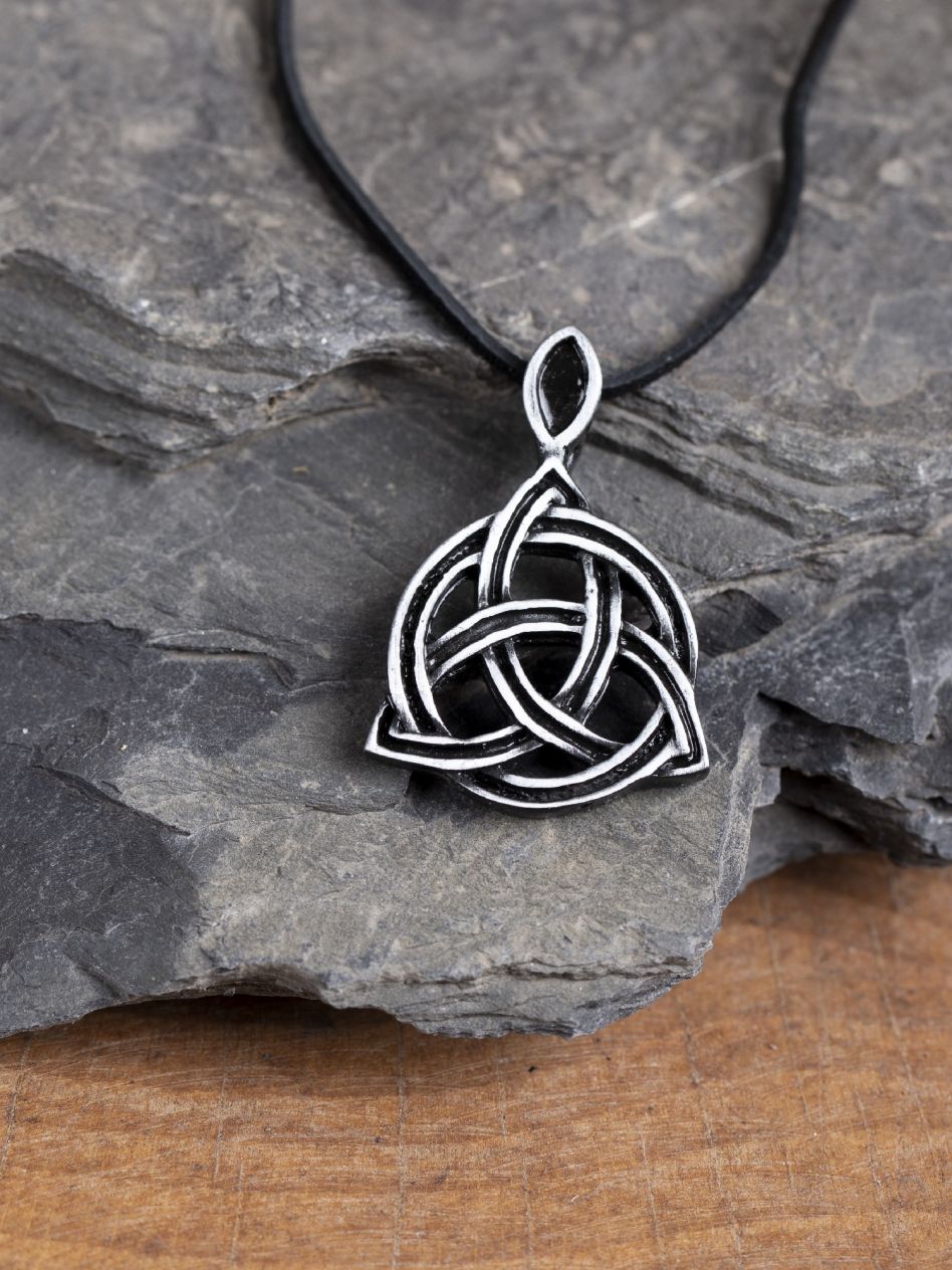 Amulett "Triskele" Kelten Anhänger Mittelalter Kette mit Lederband Spirale 