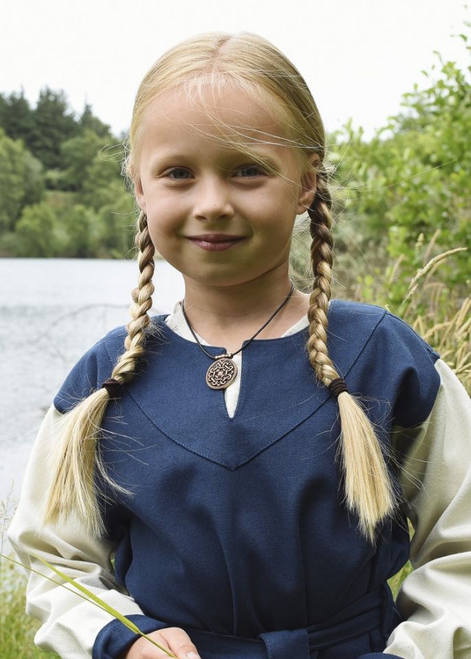 Wikingerkleid für Kinder blau/natur 128 2