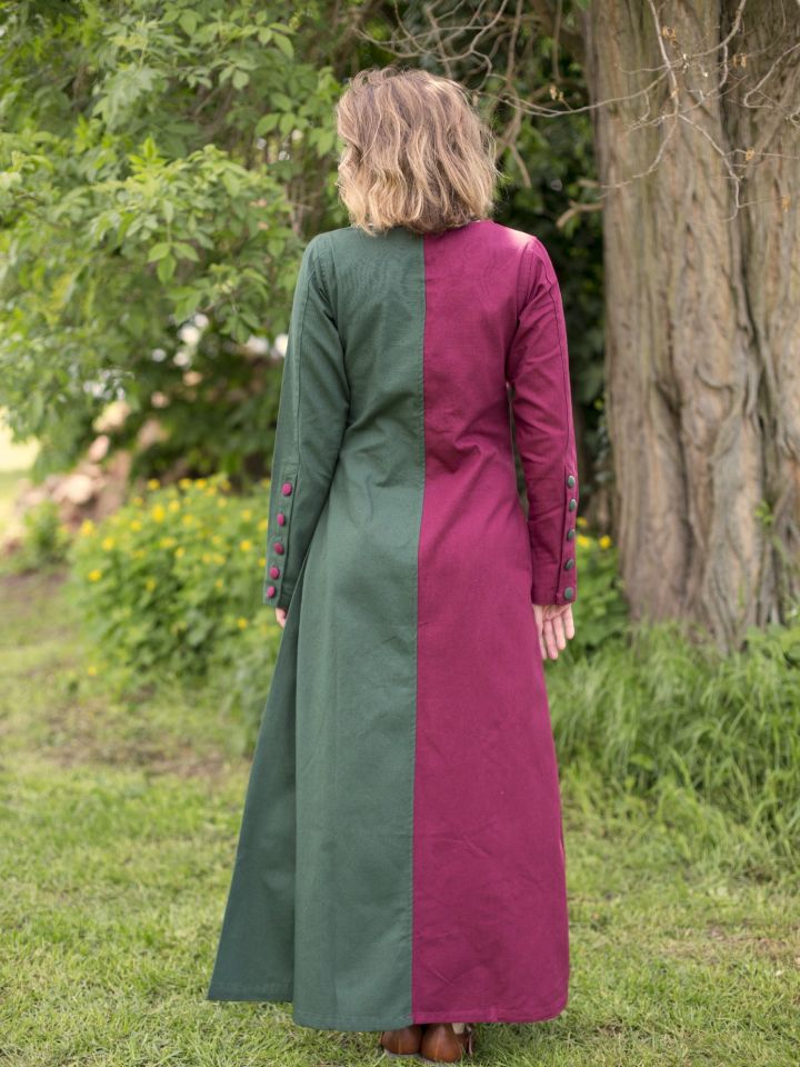 Mittelalterkleid Mi-Parti dunkelgrün/bordeaux S 2