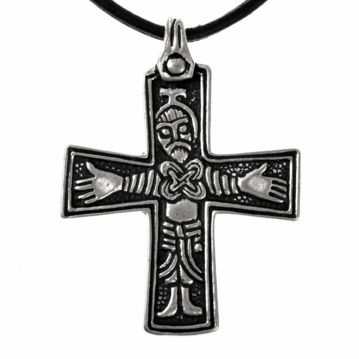Wikinger Kreuz-Anhänger - versilbert 2