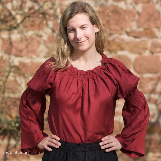 Mittelalterbluse aus Viskose rot 2