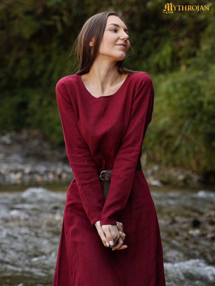 Wikingerkleid Helga aus Leinen weinrot 2