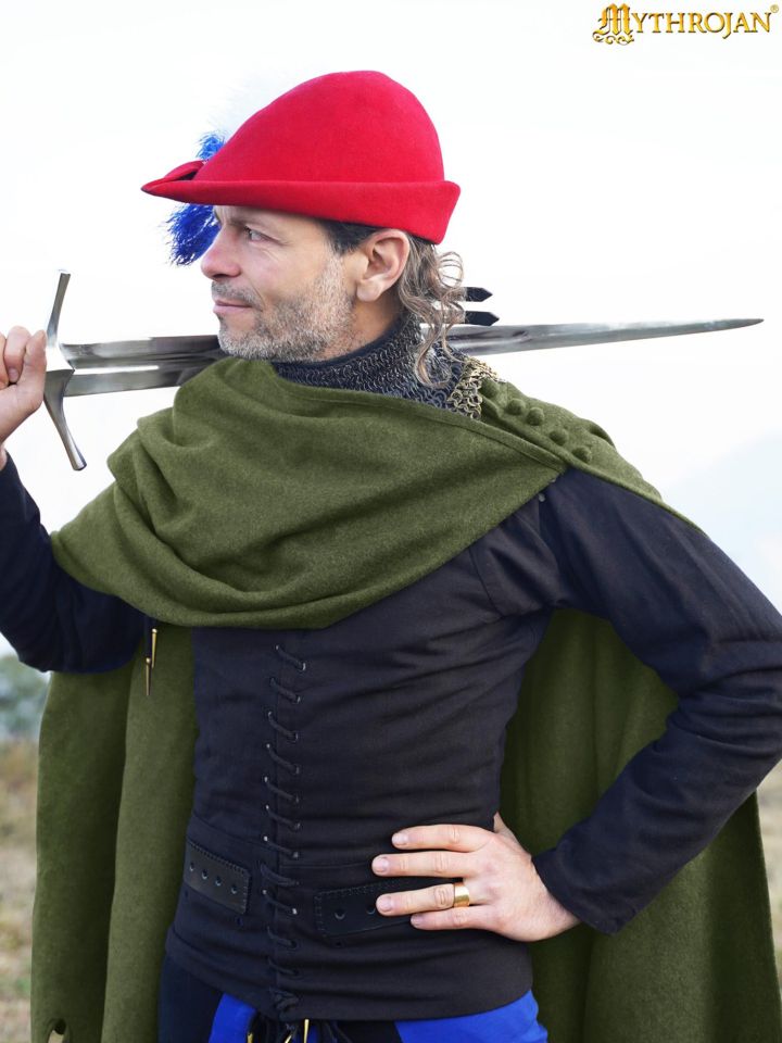 Mittelalterlicher Bockstenmann Wollumhang grün 2