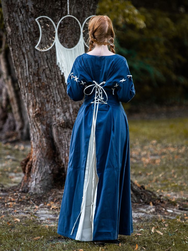 Mittelalterkleid Larina blau-natur 2