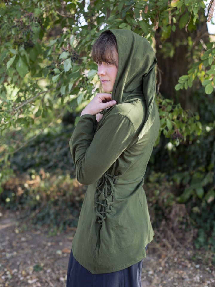 Bluse mit Zipfelkapuze grün 2