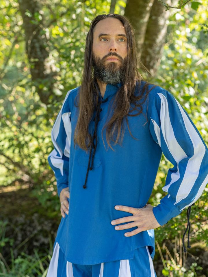 Landsknecht-Schnürhemd Titurel blau-weiß 2