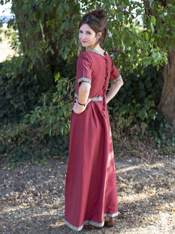 Kurzarmkleid mit Bordüre rot XS 2