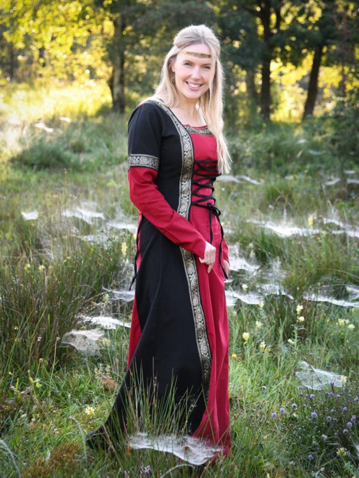 Mittelalterkleid Eleanor rot-schwarz 2