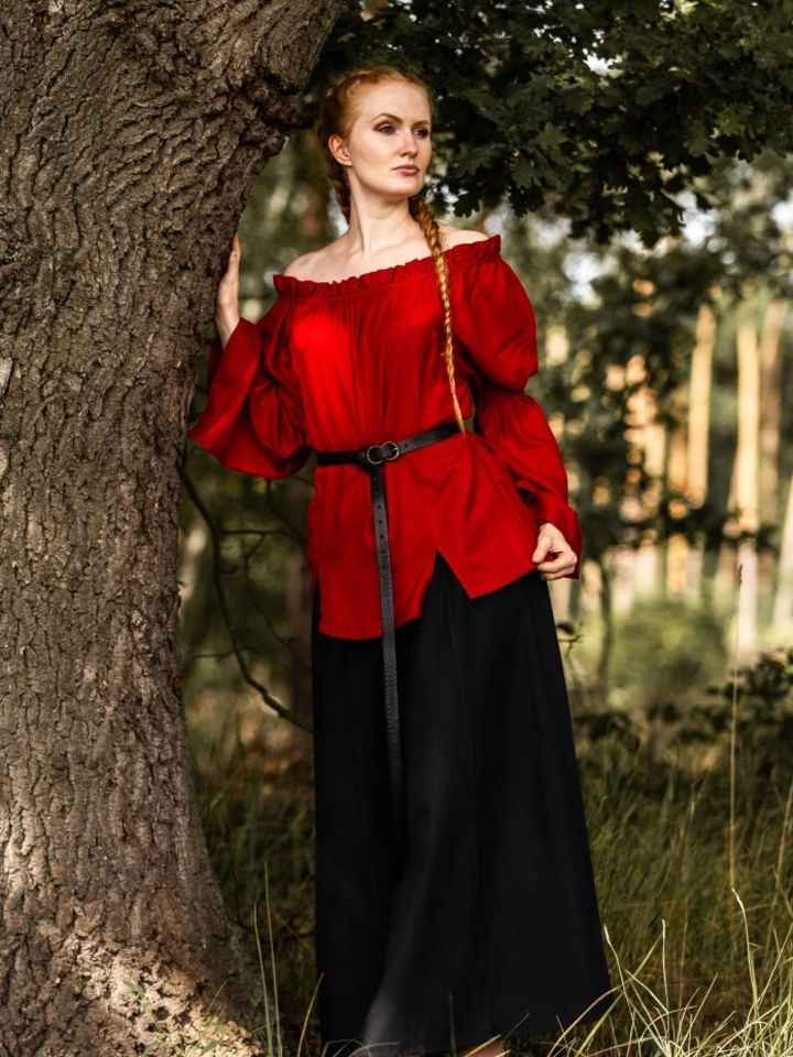 Mittelalterbluse aus Viskose rot L/XL 2