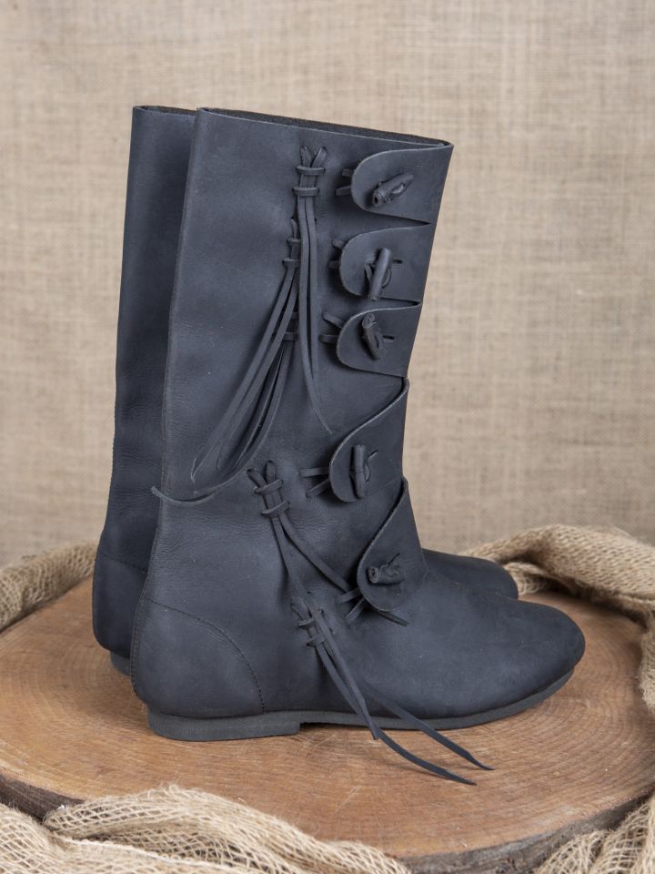 Hohe Wikingerstiefel aus Nubukleder schwarz 38 2