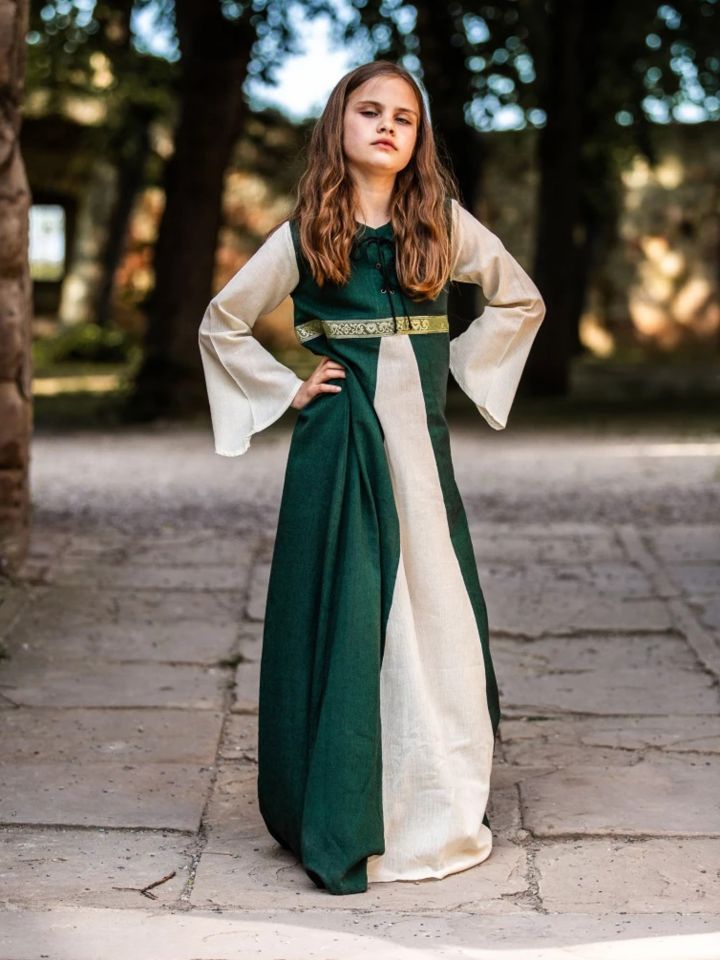 Kinderkleid "Piccolina" grün-natur 2