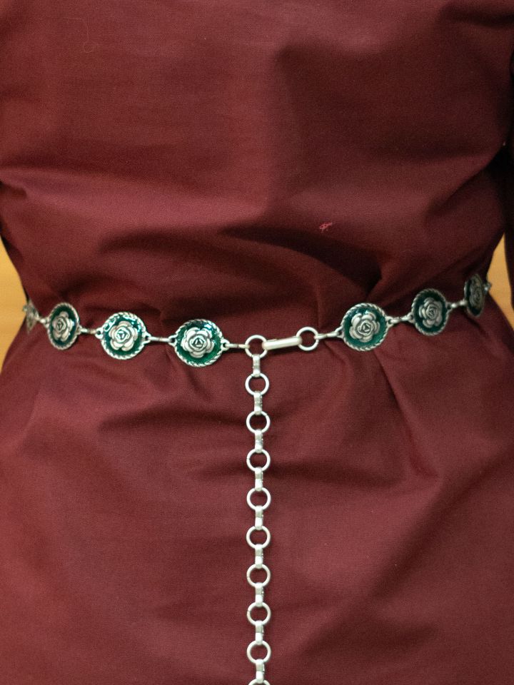 Kettengürtel mit Rosenmuster altsilber 2