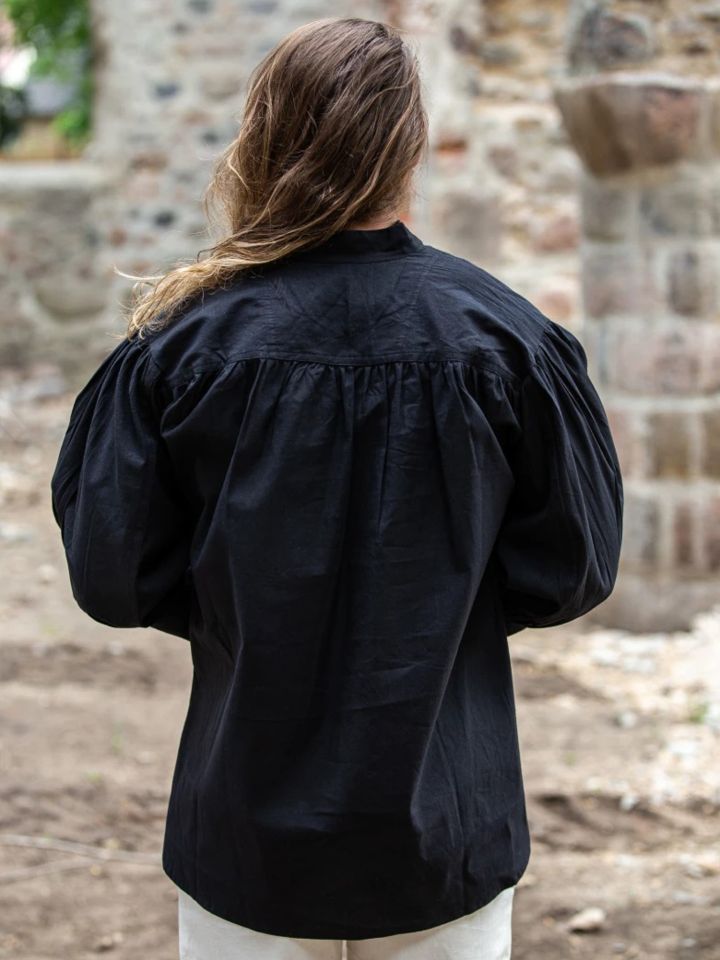 schwarzes Hemd mit geschnürten Manschetten XL 2