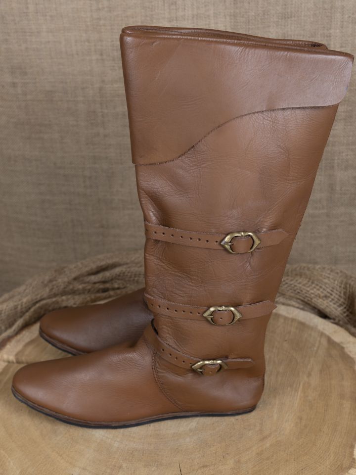 Mittelalterliche Stulpenstiefel braun mit Gummisohle 2