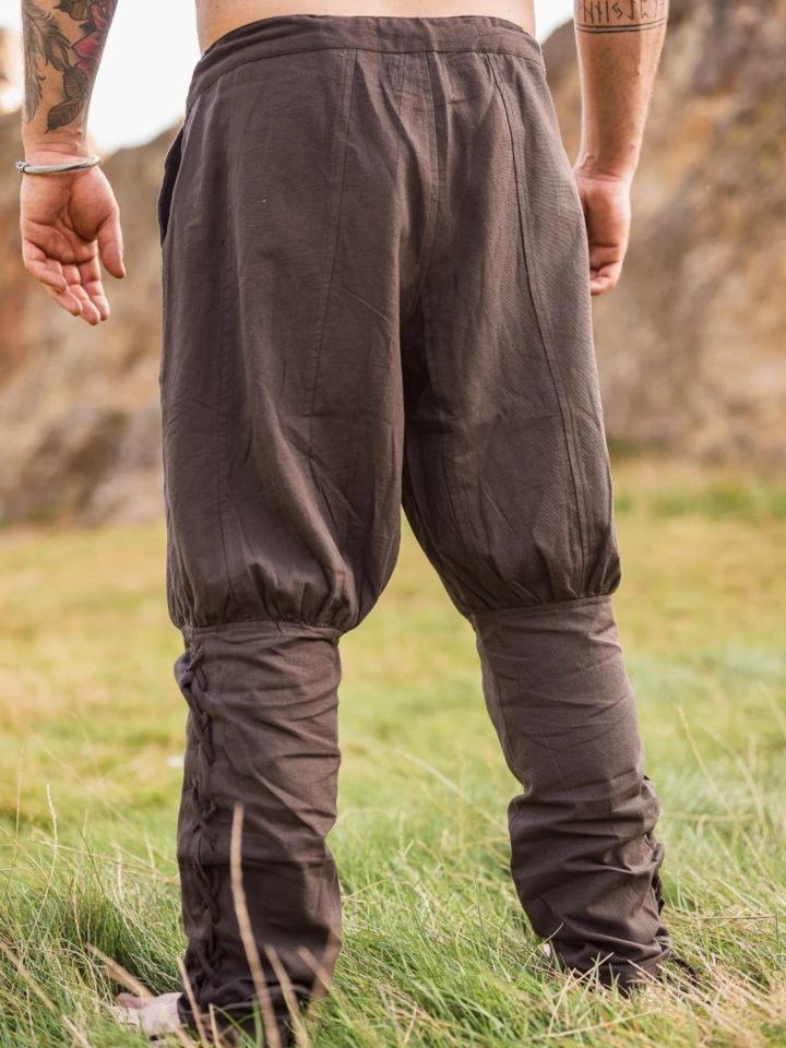 Hose mit Beinschnürung braun 2