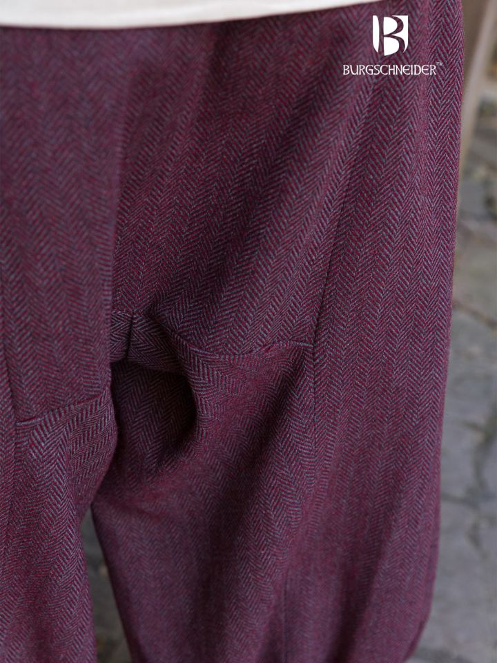 Rus Hose Borys Herringbone burgund/grau 3