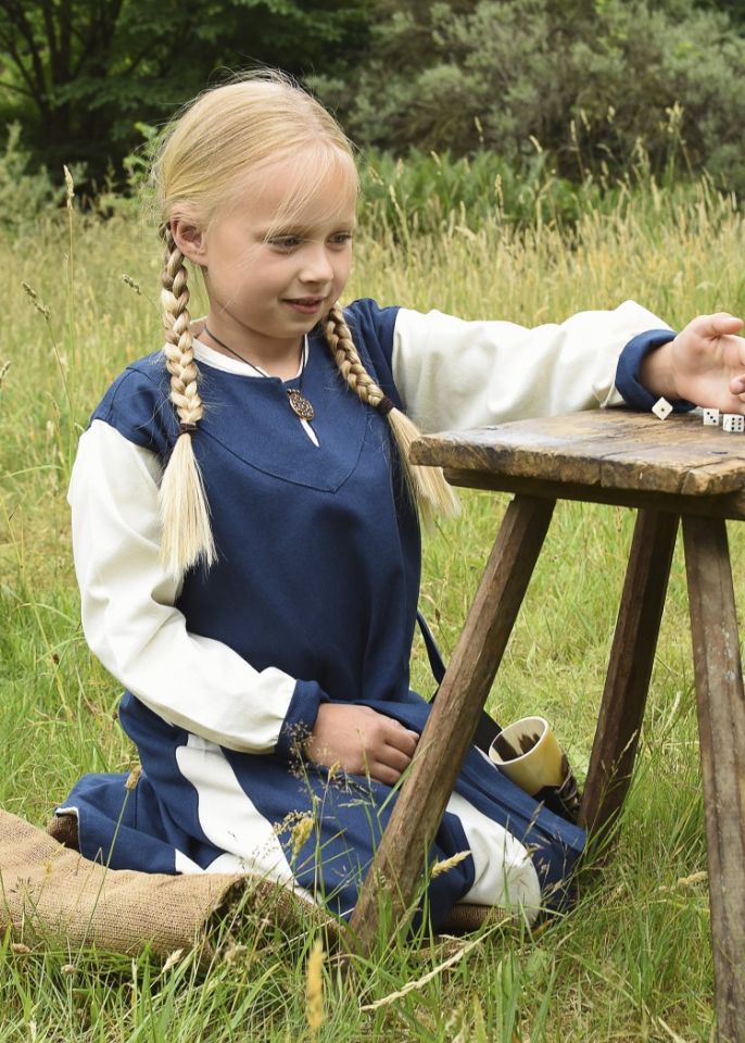 Wikingerkleid für Kinder blau/natur 146 3