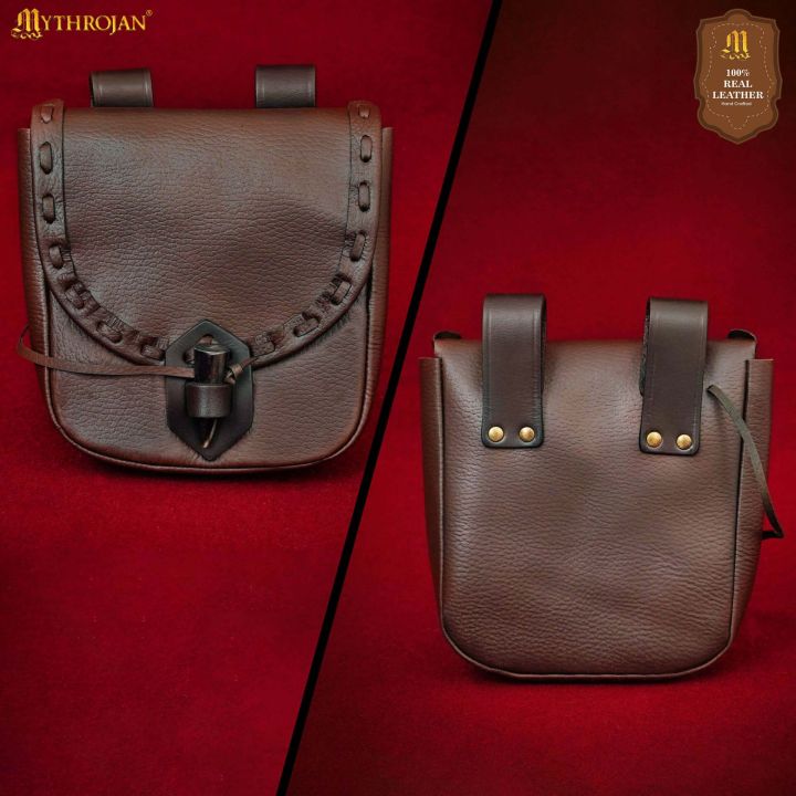 Gürteltasche mit Hornverschluss braun 3
