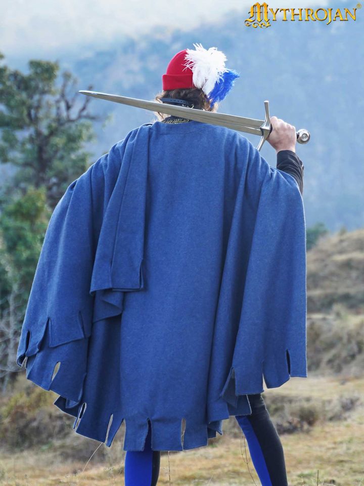 Mittelalterlicher Bockstenmann Wollumhang blau 3