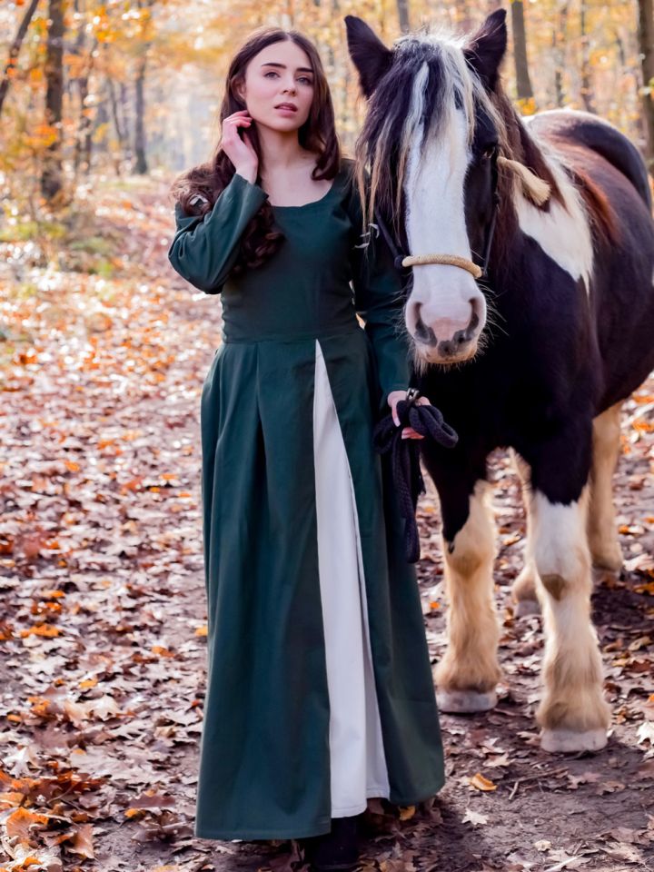 Mittelalterkleid Larina grün-natur 3