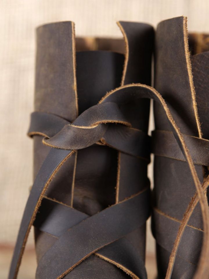 Wikingerstiefel mit Ledersohle braun 3