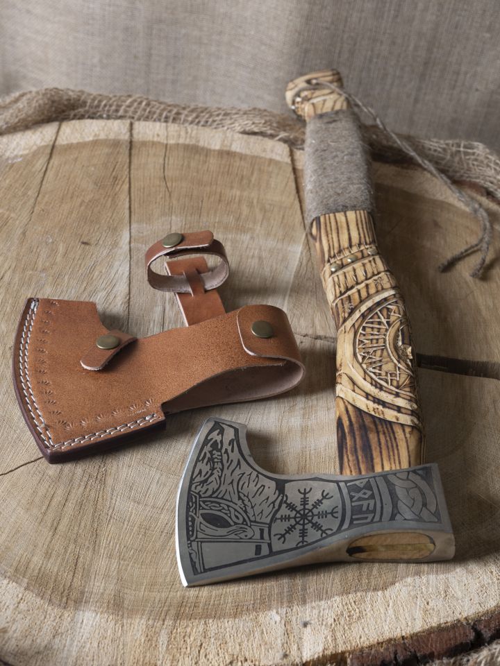Wikingeraxt Thorshammer mit Schnitzereien 3