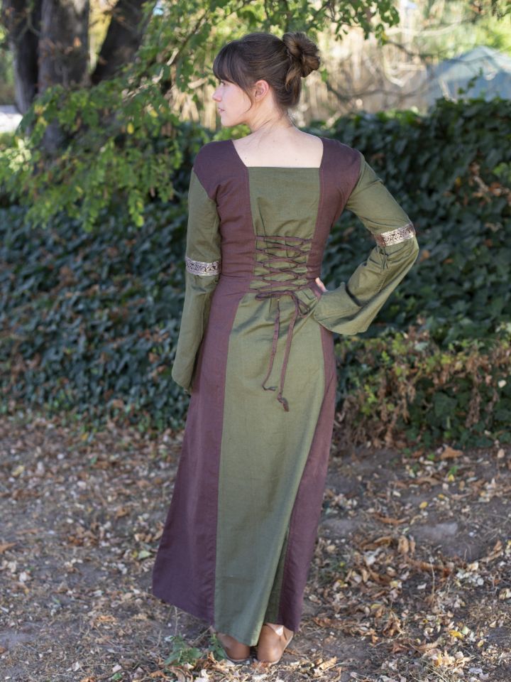 Mittelalterkleid mit abnehmbaren Ärmeln oliv-braun 3