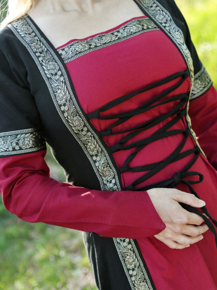 Mittelalterkleid Eleanor rot-schwarz 3