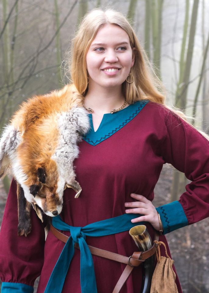 Kleid Freydis weinrot/petrol 3