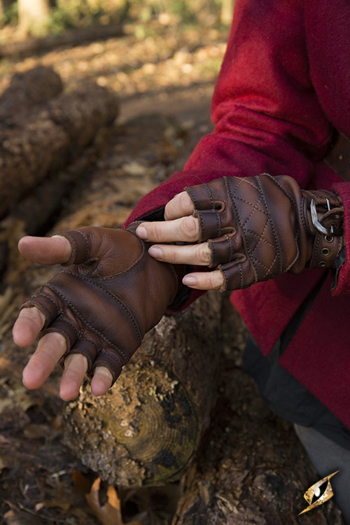 Keltische Lederhandschuhe braun M 3