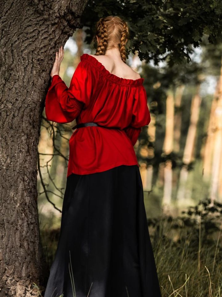 Mittelalterbluse aus Viskose rot 3