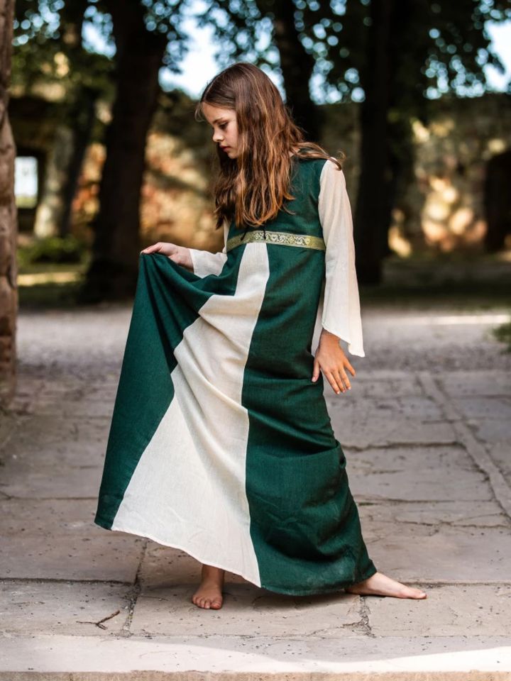 Kinderkleid "Piccolina" grün-natur 3